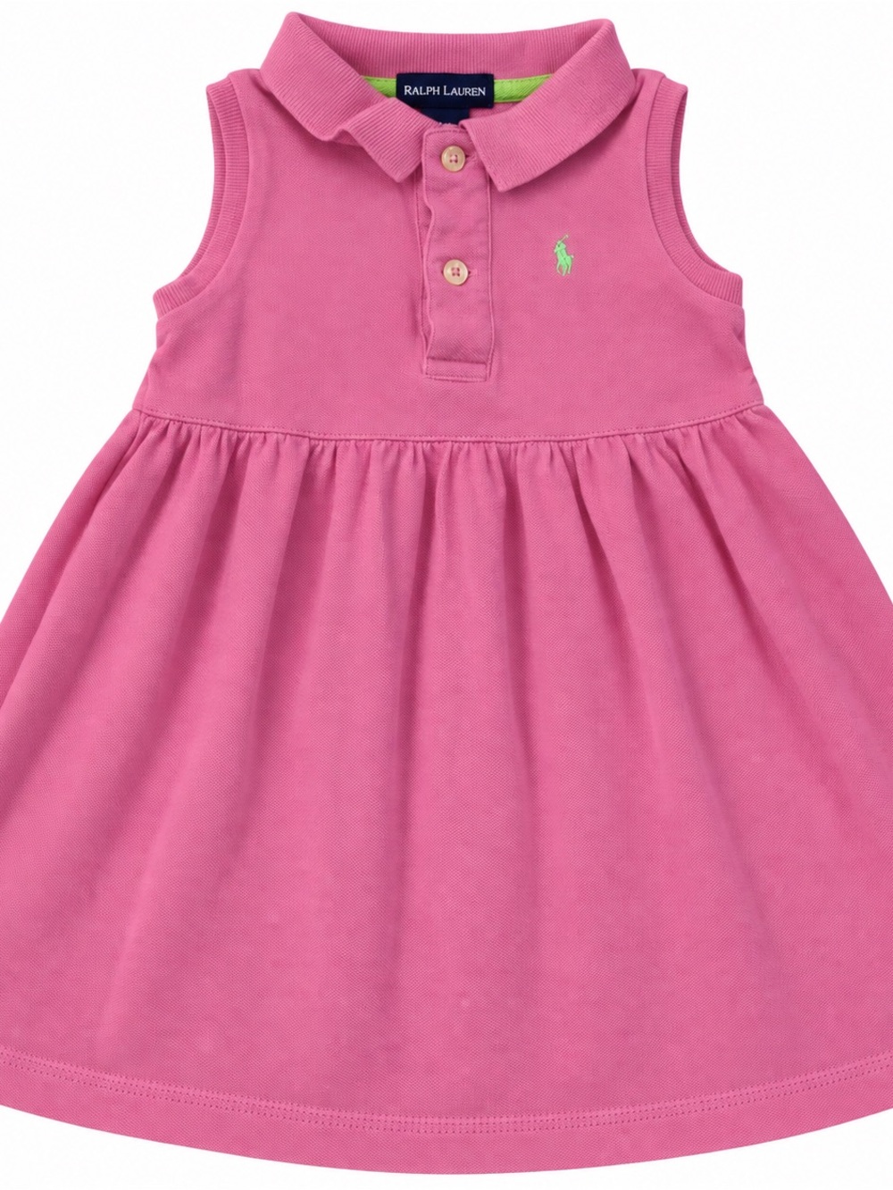 Ralph Lauren Hot Pink Sleeveless Polo Dress with Lime Logo 926.200